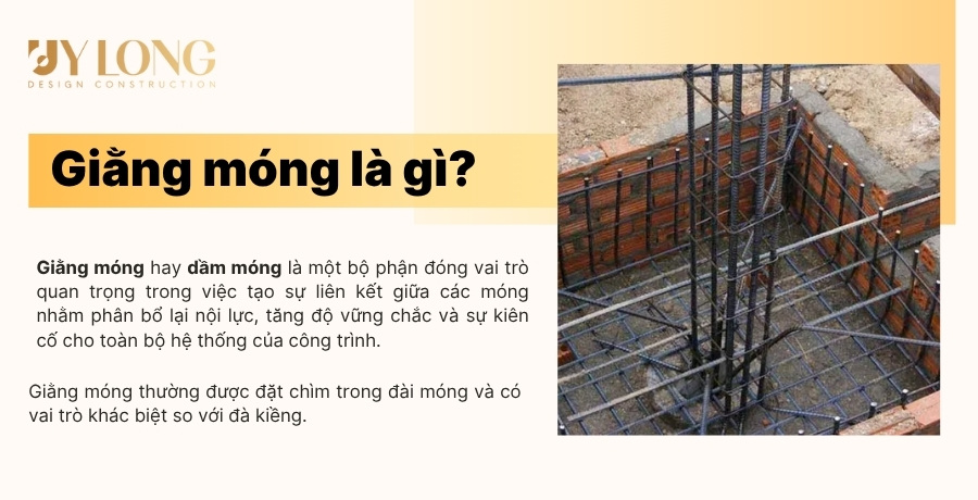 Hình ảnh giằng móng bê tông đặt trong đài móng